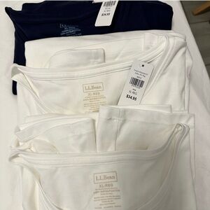 LL Bean 3 Women's Pima Cotton Shaped Tees, Three-Quarter-Sleeve Jewelneck.